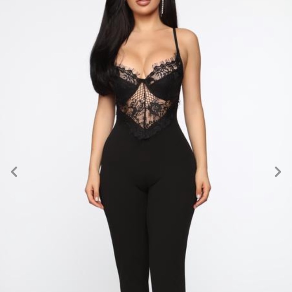 Fashion nova black lace jumpsuit